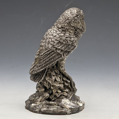 純銀張り彫刻 フクロウ オブジェ 80g 英国 カントリーアーティスト社